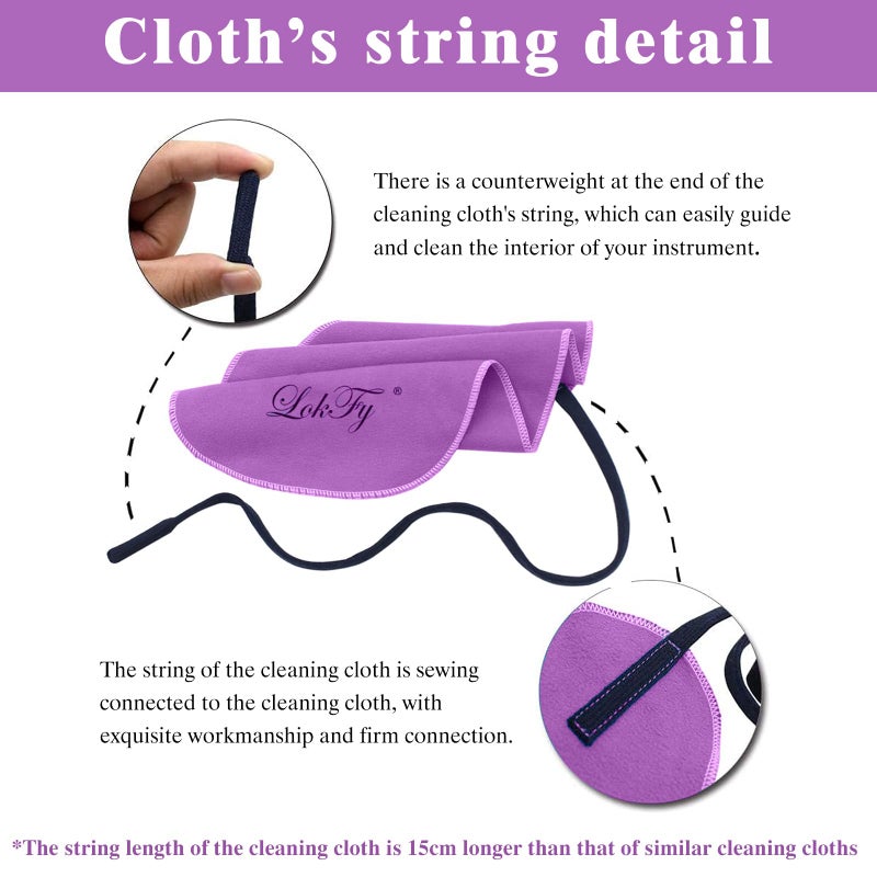 LokFy Cleaning Cloth Swab for Inside Tube Suitable for Clarinet Piccolo Flute Sax Saxophone (Purple) - Image 3